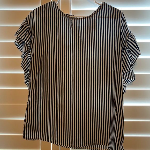 Tops - Flutter sleeve striped blouse